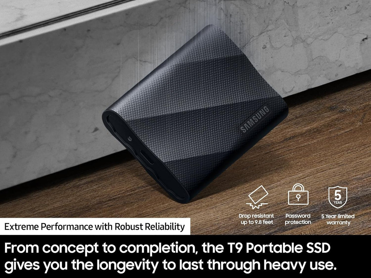 Samsung T9 Portable SSD 1TB, USB 3.2 Gen 2x2 External SSD, Up to 2,000 MB/s