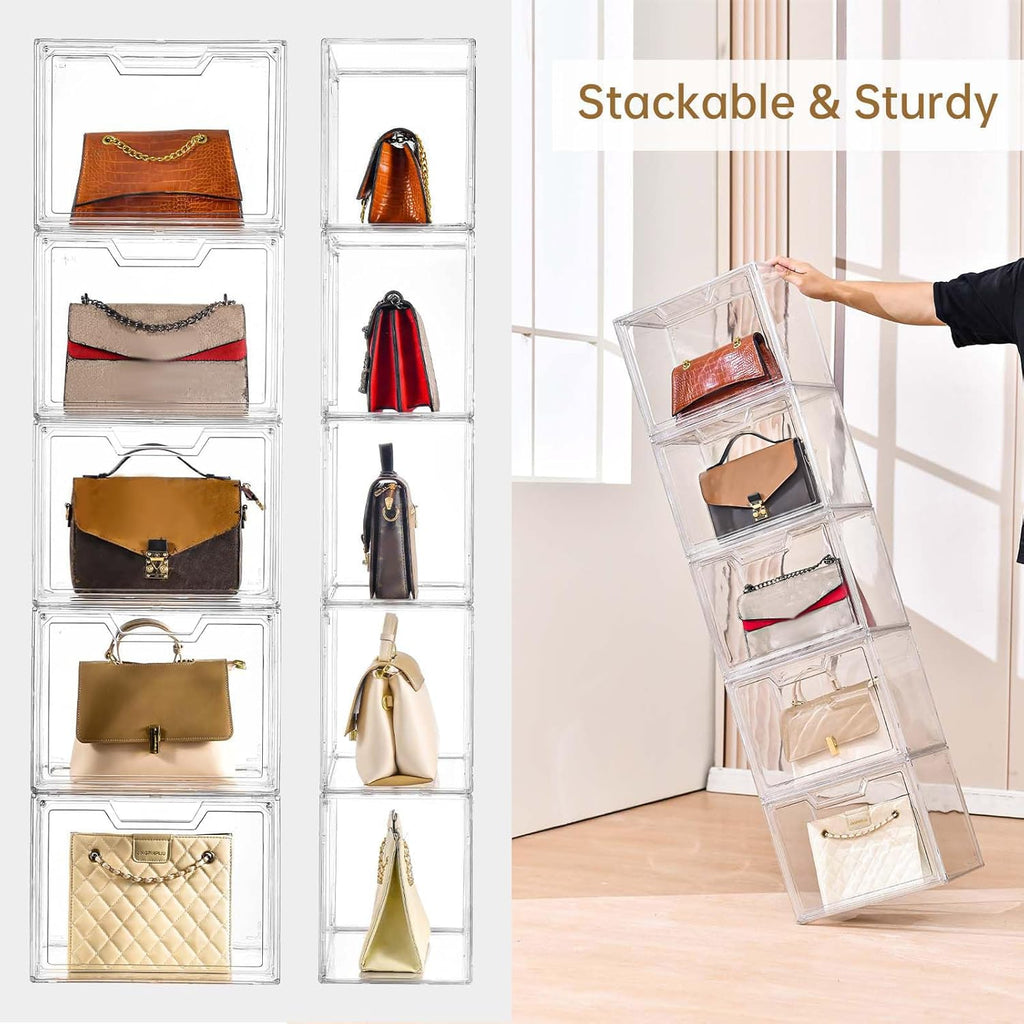 Stackable Acrylic Display Case,Clear Storage Bins with Lid for Collectibles