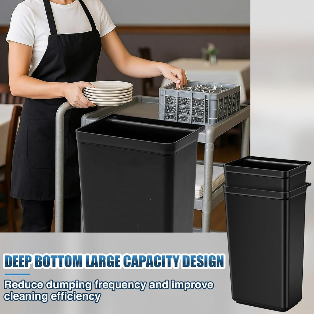 Briwooody 2 Pcs Large Capacity Trash Bins for Bussing Cart 22" H, 9" W, 13"L Attachable Trash Can Hauler for Rolling Utility Cart Accessories