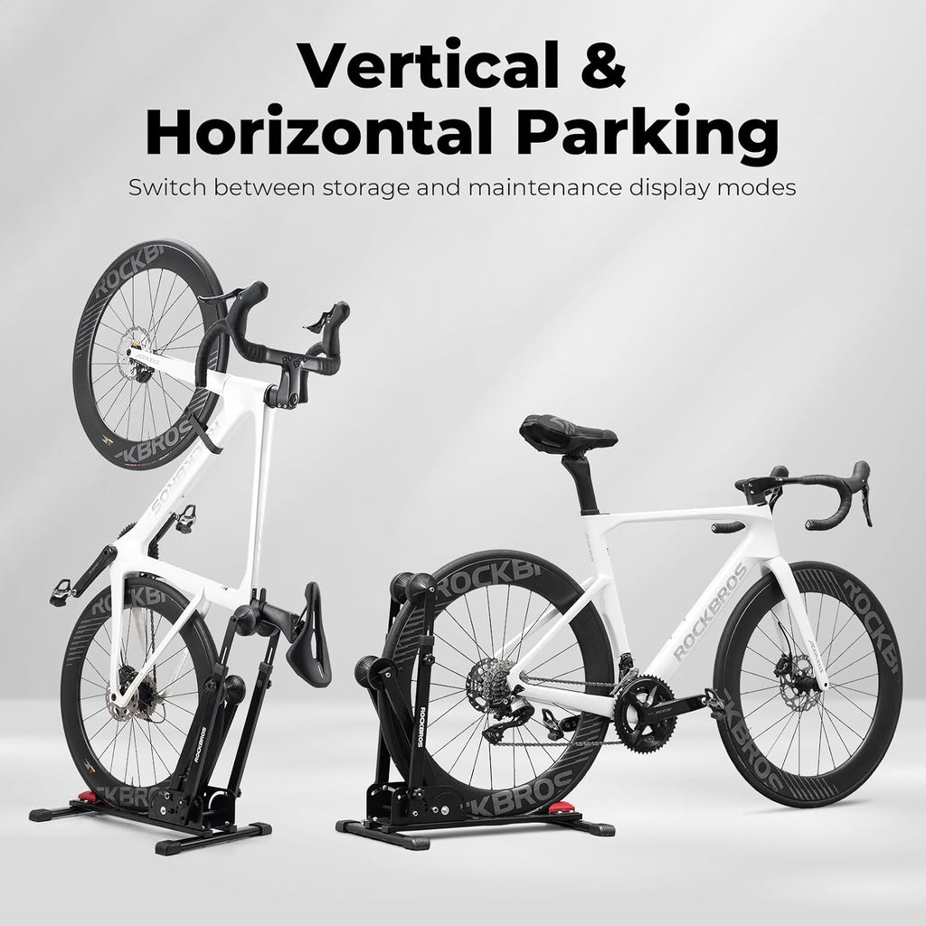 ROCKBROS Bike Stand 2-in-1, Vertical or Horizontal for 20-29 Inch Wheels