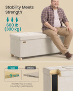 SONGMICS Storage Ottoman Bench with Legs, 43.3 Inches, 30 Gal. (112 L)