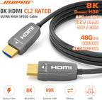 8K HDMI 2.1 Fiber Optic Cable, CL2 Rated, 48Gbps, 8K60, 4K120, 50FT
