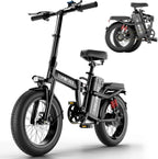 Tomofree Folding Electric Bike For Adults, 1200W, 48V 20Ah, 16 x 3in Tire, 330lbs, Black - T1