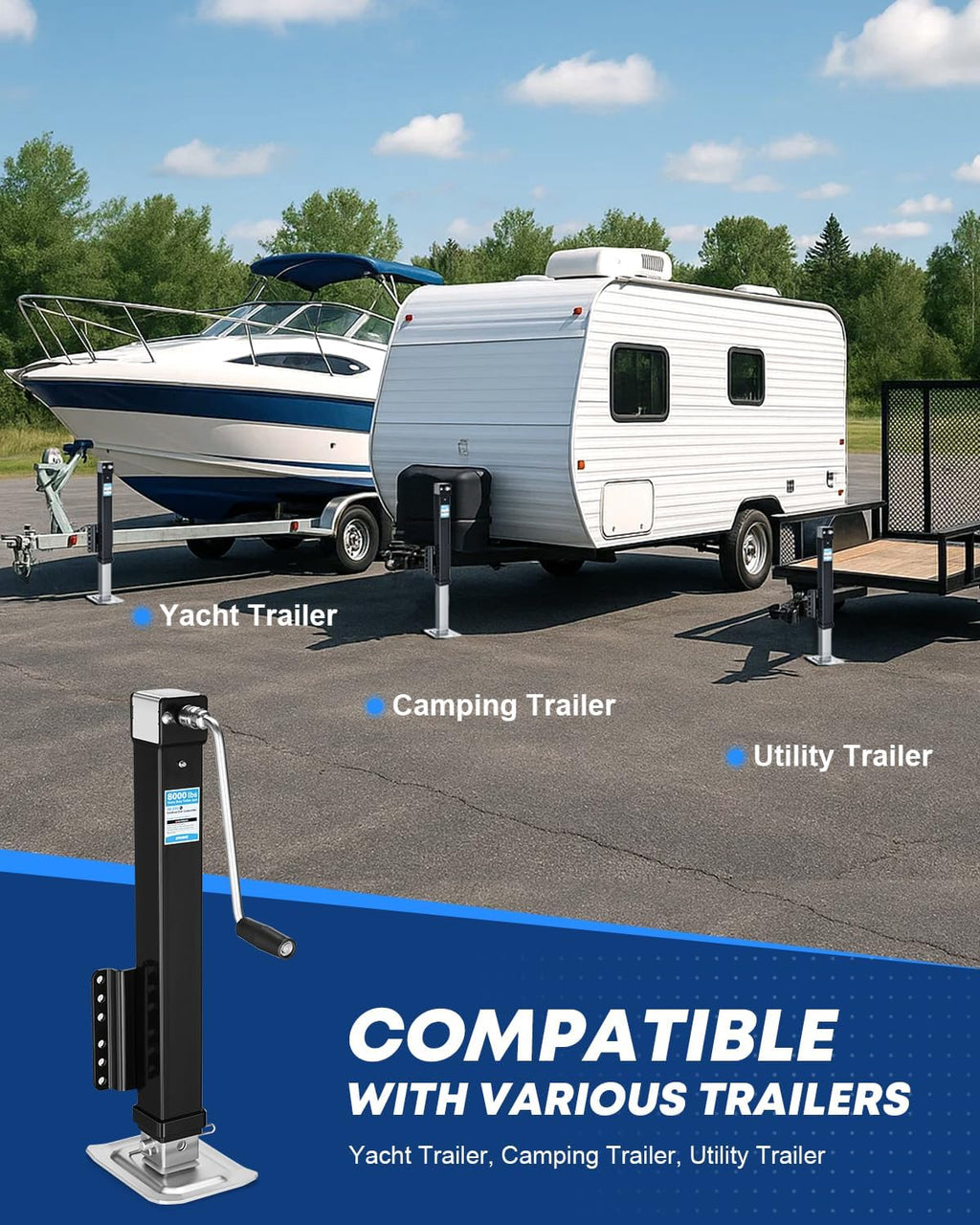 Kohree 8000 lbs Trailer Jack Heavy Duty, 20-24V Electric Drill–Operated