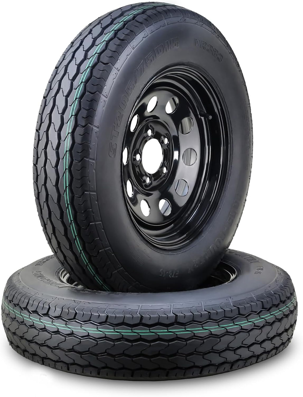 Free Country Trailer Tire Wheel ST205/75D15 6PR C 101L 5X4.5 Black Mod, Pk2