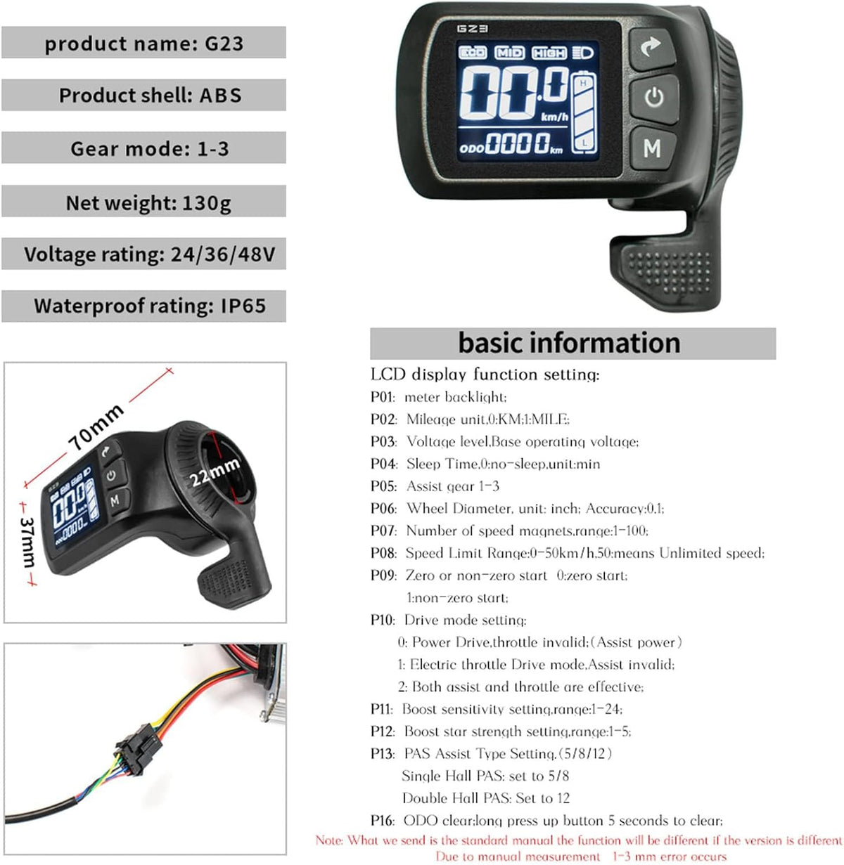 24V 36V 48V Ebike Controller Kit 500W Brushless Controller and LCD Display