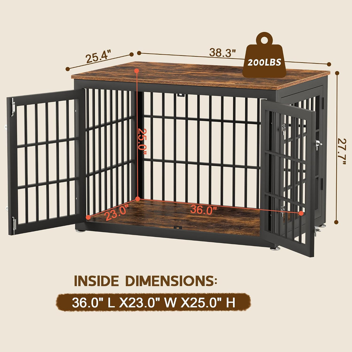 38" Heavy Duty Dog Crate Furniture for Large and Medium Dogs