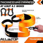 ALL-TOP Heavy Duty Tow Strap Recovery Kit: 3 inch x 20ft (35,000lbs) 100% Nylon and 22% Elongation Snatch Strap + 3/4 Heavy Duty D Ring Shackles
