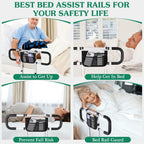 Bed Rails for Elderly Adults Safety - Extended Bed Assist Rail for Seniors - Adjustable Beds Side Rails Handle Support Bar Bed Guard with Storage Bag