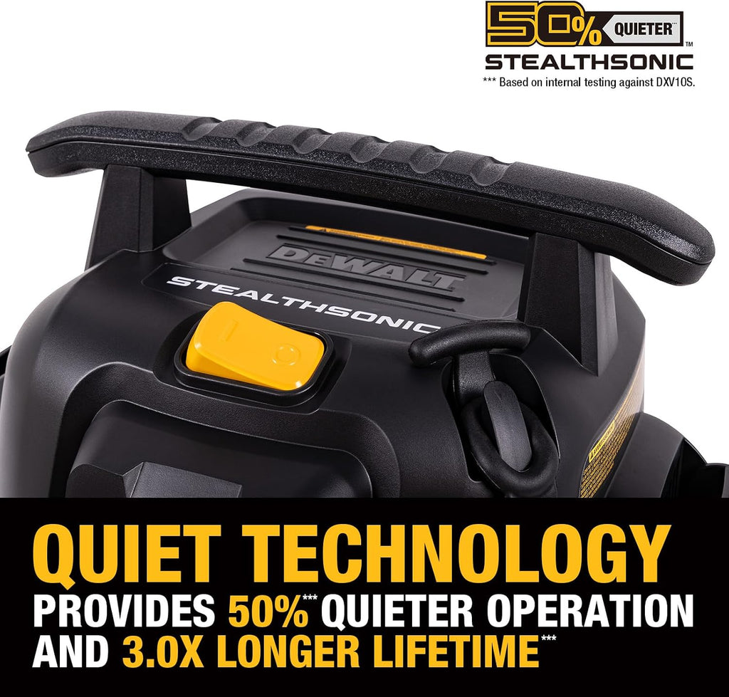 DEWALT 10 Gallon STEALTHSONIC Shop Vacuum Wet and Dry 5 Peak HP DXV10S-QT