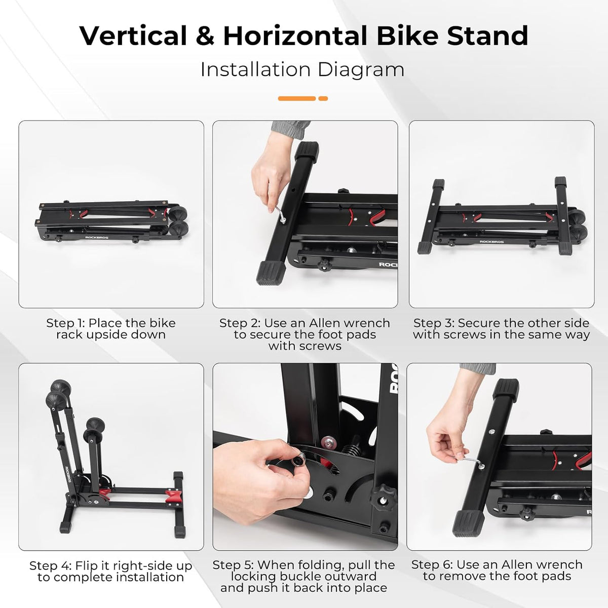ROCKBROS Bike Stand 2-in-1, Vertical or Horizontal for 20-29 Inch Wheels