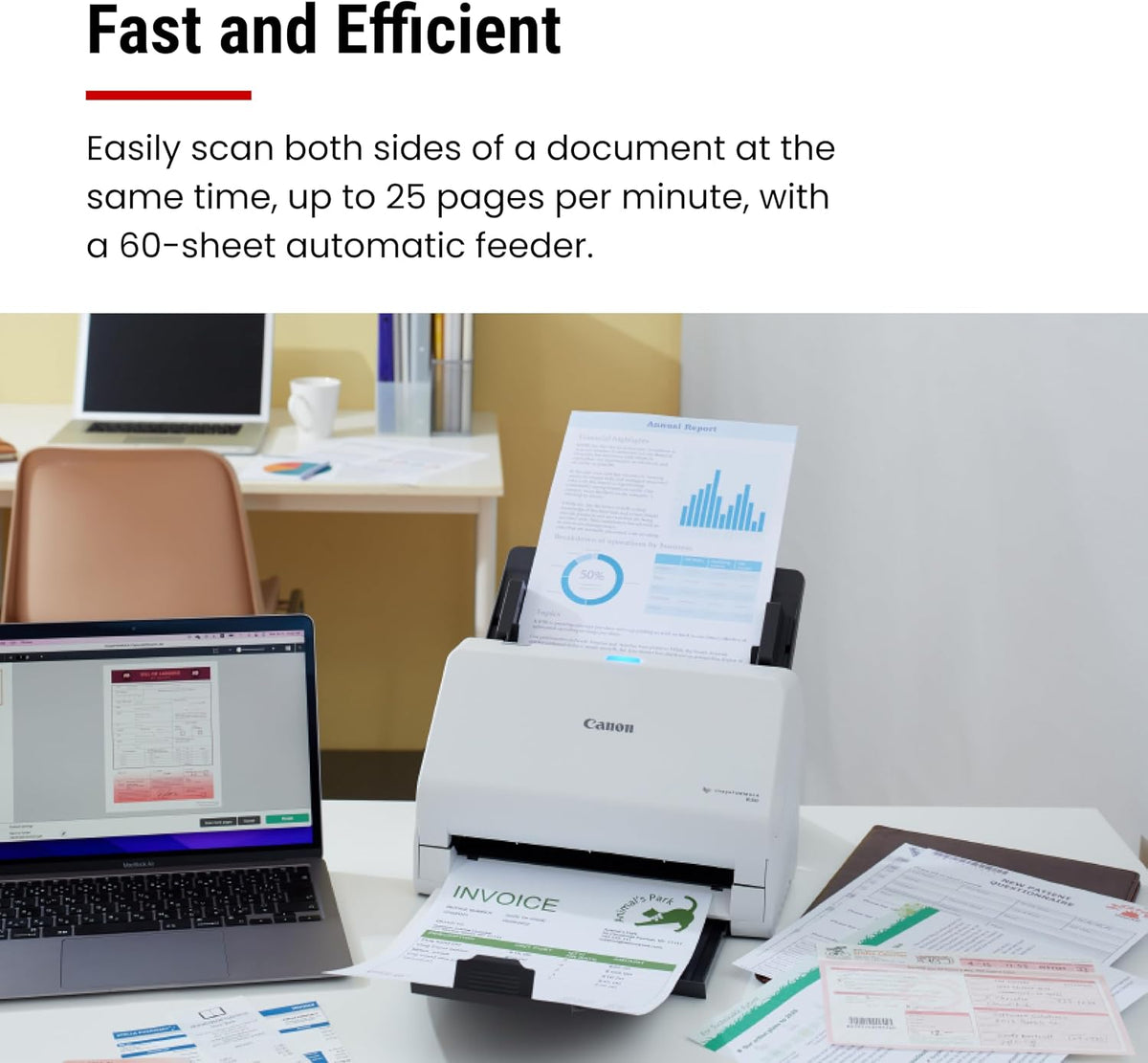 Canon imageFORMULA R30 - Office Document Scanner, Auto Document Feeder, Duplex Scanning, Plug-and-Scan Capability, No Software Installation Required