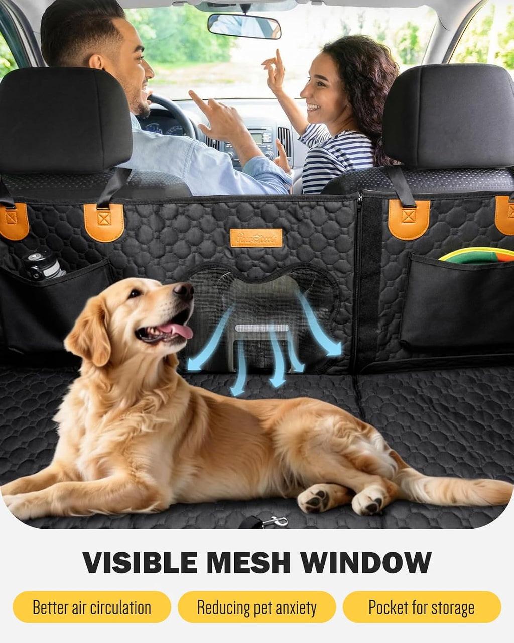 Back Seat Extender for Dogs, Waterproof Dog Car Seat Cover for Back Seat with Hard Bottom, Upgraded Material, Anti Scratch, Easy to Use and Clean
