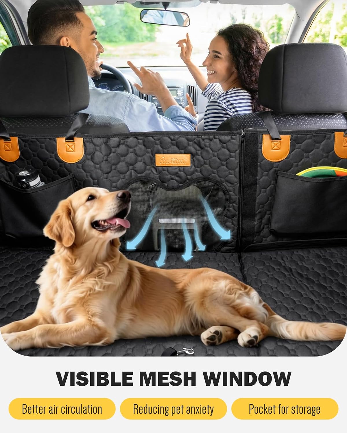 Back Seat Extender for Dogs, Waterproof Dog Car Seat Cover for Back Seat with Hard Bottom, Upgraded Material, Anti Scratch, Easy to Use and Clean