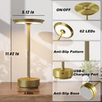 2 Pack Rechargeable Cordless Table Lamp, 5000mAh Battery Table Light