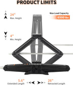 6500 lbs RV Camper Scissor Jack, 24" Trailer Leveling Stabilizer 2PK