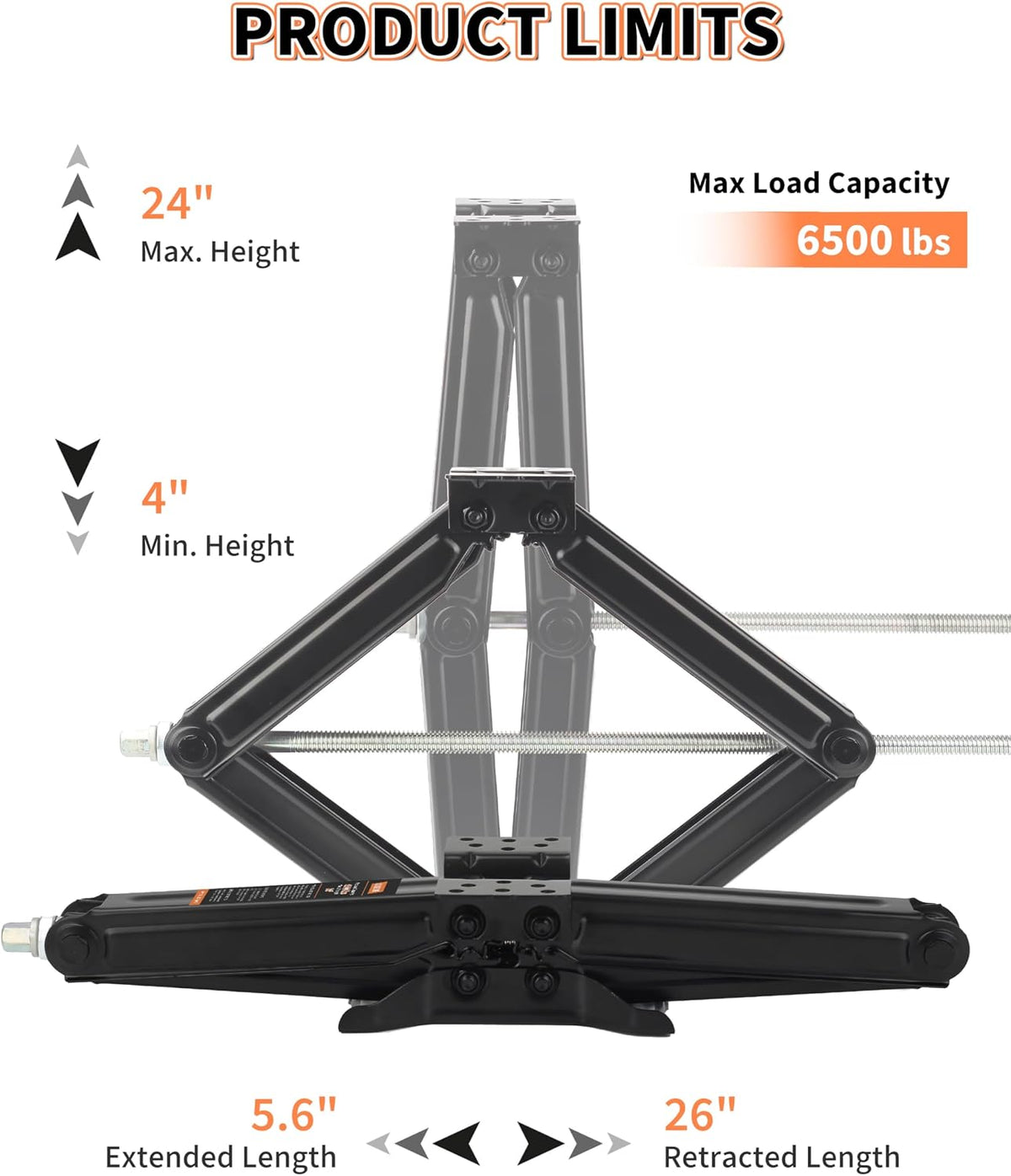 6500 lbs RV Camper Scissor Jack, 24" Trailer Leveling Stabilizer 2PK
