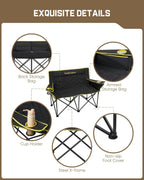 FanttikOutdoor Zeta L11 Duo Pro Double Camping Chair, 2 Person Portable Folding Couch, Up to 600 lbs, High Strength Loveseat with Cup Holder & Carry