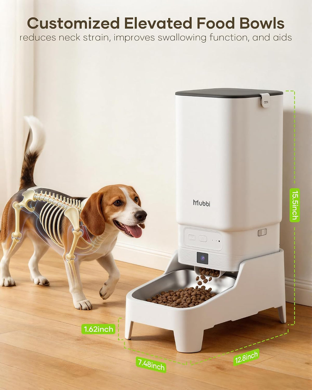 Automatic Cat Feeder with Camera - 7L/29 Cups Auto Dog Feeder with Large Food Tray & 1080P Night Vision, Elevated Bowl, 2-Way Audio, 10s Voice