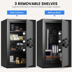 23.62'' Tall Extra Large Home Safe Box, Safe with Fireproof Waterproof Document Bag, Digital Keypad and 3 Removable Steel Shelves, Security Box for