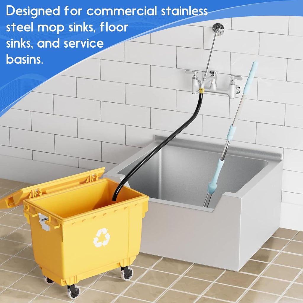 Commercial Mop Sink Faucet with Vacuum Breaker, Wall Mount 8" Center