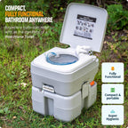 Portable Toilet – Compact Indoor & Outdoor Commode w/Travel Bag for Camping, RV, Boat – Piston Pump Flush, 6 Gallon Waste Tank, Built-In Pour Spout &