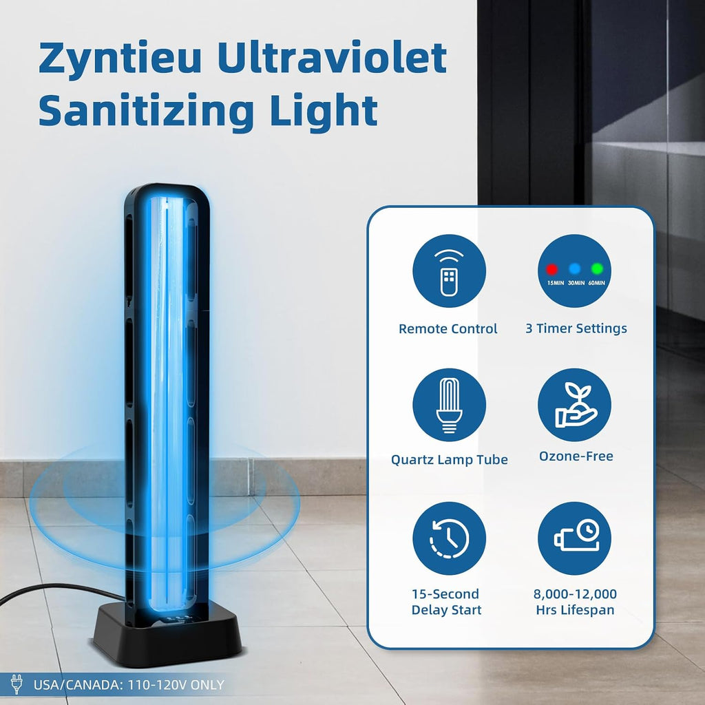 69W UV Light Sanitizer with Remote Control and 3 Timers – Home Disinfection Device 99.99% Cleaned of Germs, Viruses, Mold and Dust Mites – Whole Room