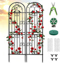 2 Pack 86.7" H x 19.7" W Metal Garden Trellis for Climbing Plants Outdoor, Black Lattice Panel, Sturdy Plant Support for Roses, Vines, Cucumbers &