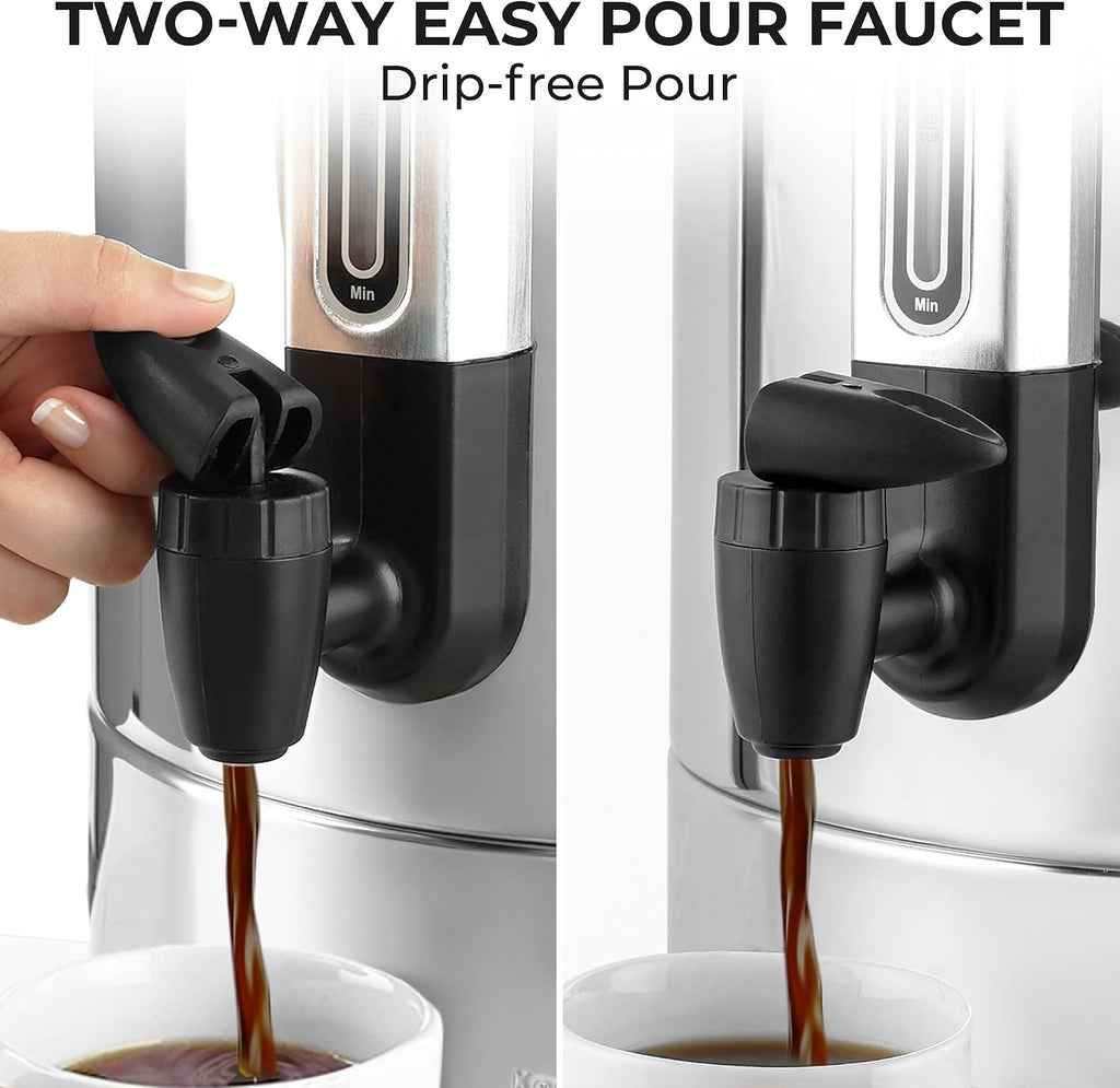 Zulay Commercial Coffee Maker, Coffee Urn 100 Cup, Large Coffee Percolator - 100 Cup Coffee Maker with Double-Wall Stainless Steel, Commercial Coffee