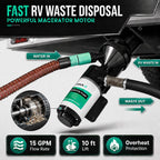 V2.0 RV Macerator Pump 12VDC | 12-15GPM Macerator Pump for RV | 10-Feet Lift RV Waste Pump Macerator | Self-Priming & Portable | Portable RV Waste