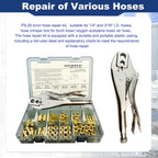 58PCS Hose Repair Kit, 1/4 I.D.Torch Hose Repair Kit, Air Hose Crimper Tool