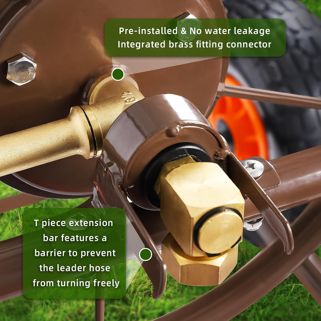 WERMAH Upgrade Hose Reel Cart, Garden Hose Cart 4 Wheels, Holds 300ft 5/8"