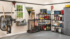 Rubbermaid Garage Tool Tower Rack Easy to Assemble Wheeled Organizes up to 40 Long-Handled Tools/Rakes/Brooms/Shovels in Home/House/Outdoor/Shed Black