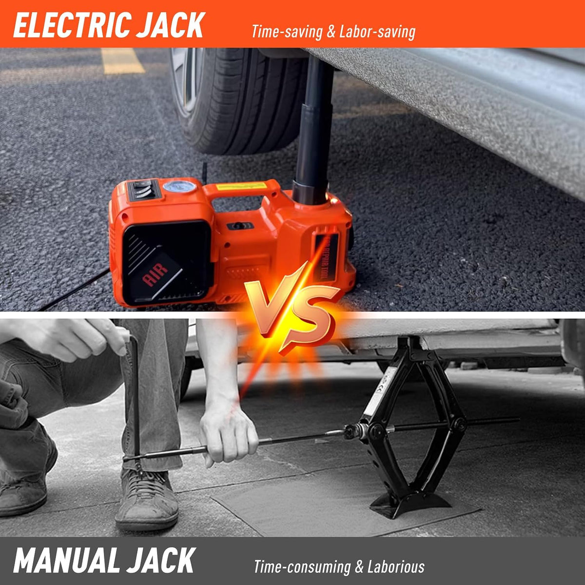 Electric Car Jack Set 5 Ton Hydraulic Jack Car Lift Floor Jack with Integrated Tire Pump and Impact Wrench for Sedans SUV MPV Sedan Truck Change