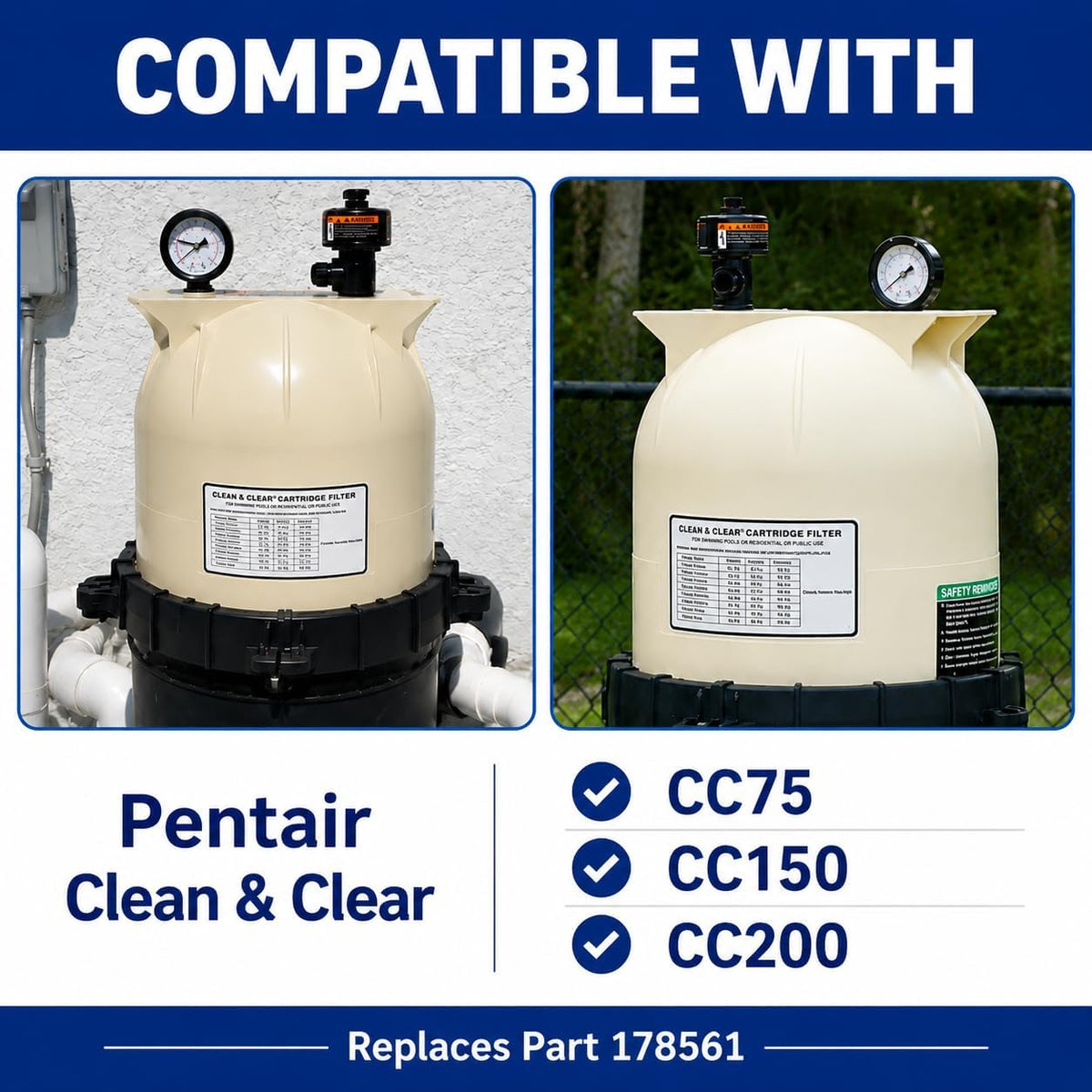 Pool Filter Lid Kit Compatible with Pentair Clean & Clear CC75, CC150 CC200