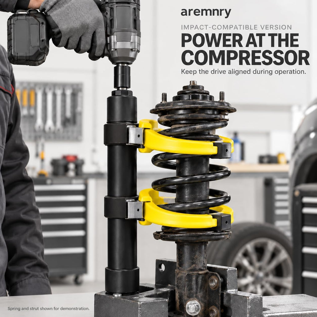 Heavy Duty Macpherson Strut Spring Compressor Tool, Impact Wrench Rated Coil Spring Extractor Kit with Overload Protection Safety Guard, 3 Pairs
