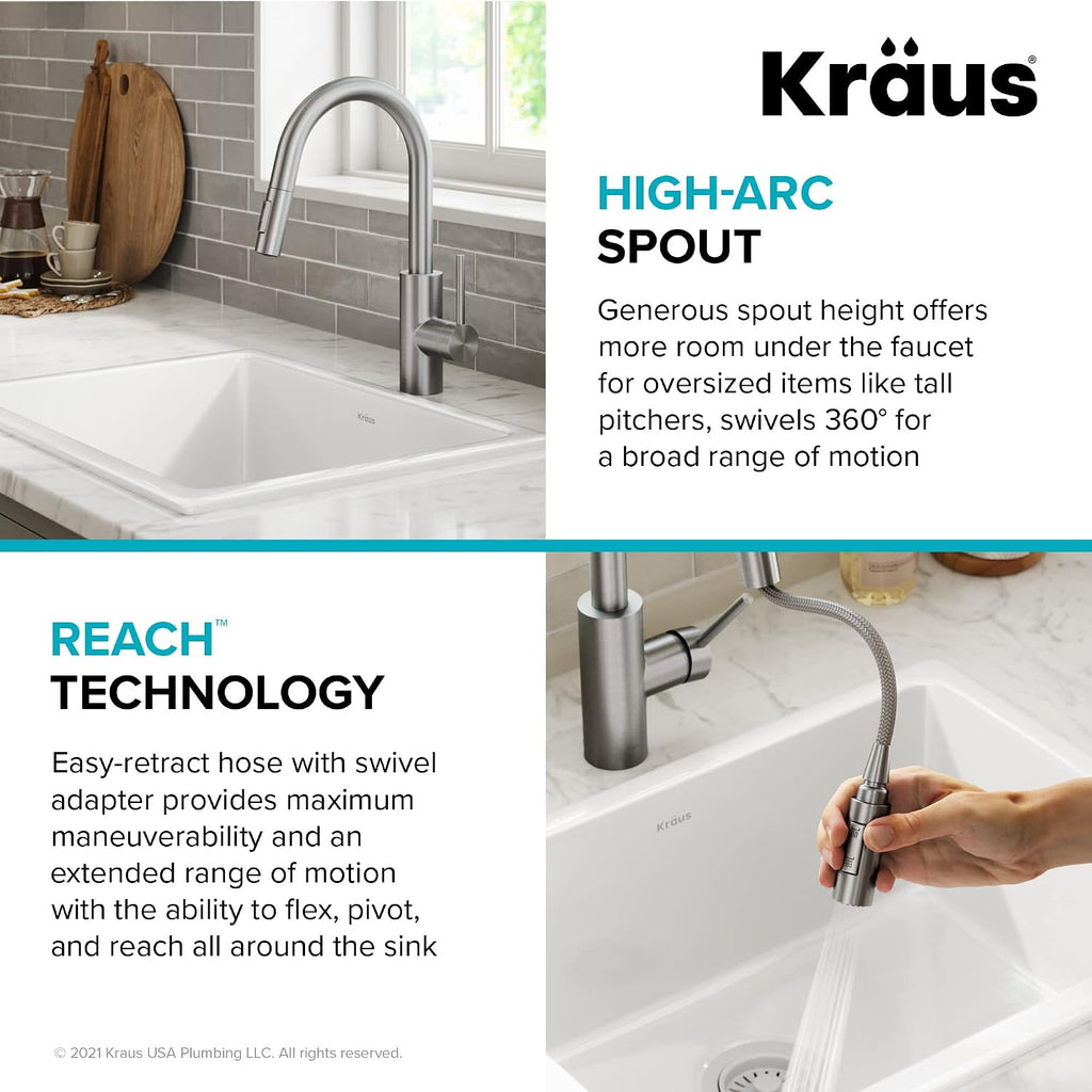 KRAUS Spot Free Stainless Steel Pull Down Kitchen Faucet KPF-2620SFS
