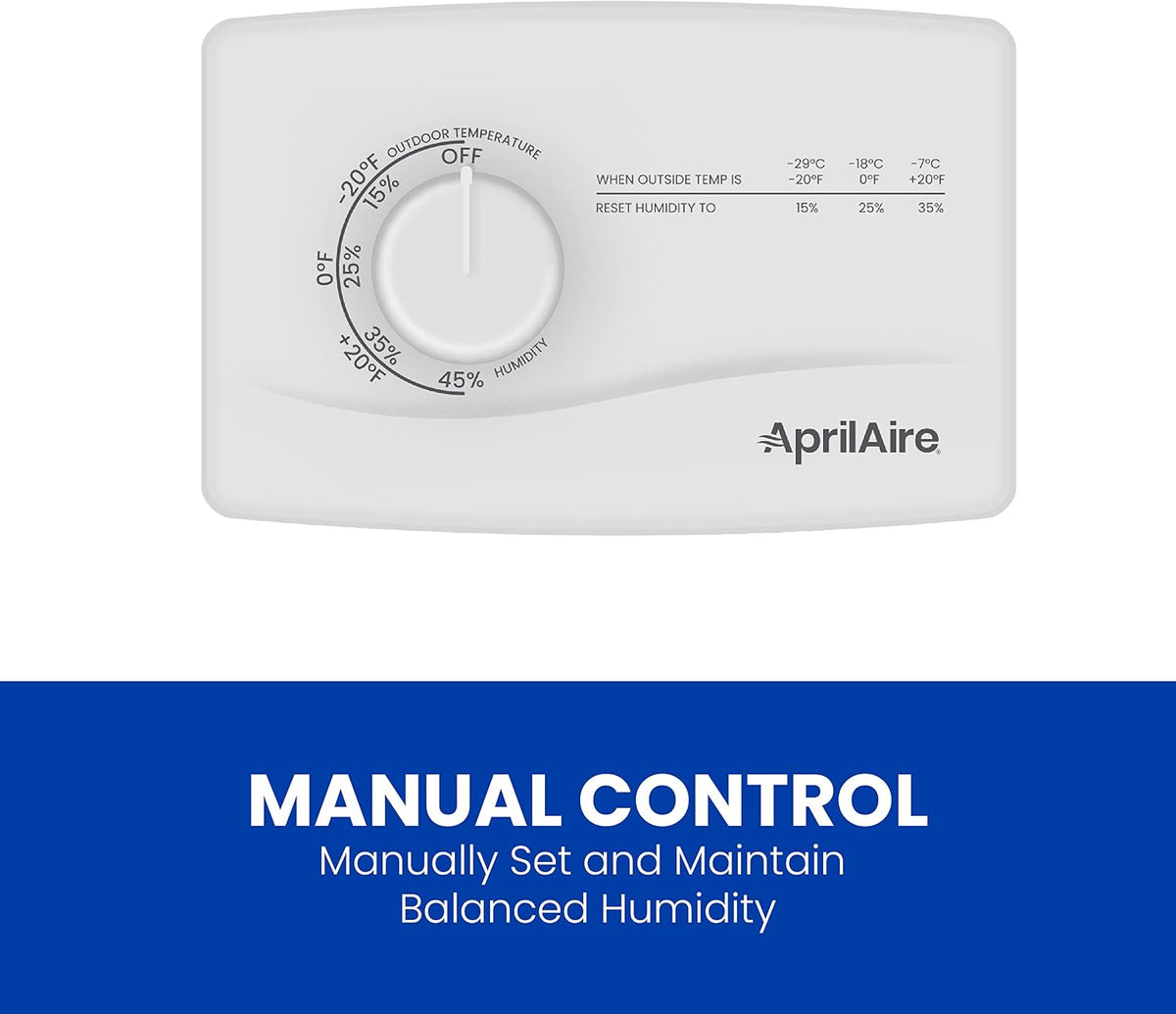 AprilAire 500M 12-gal. Whole-House Small Bypass Evaporative Humidifier with Manual Control for up to 3,600 sq. ft. + AprilAire Model 5843 Humidifier