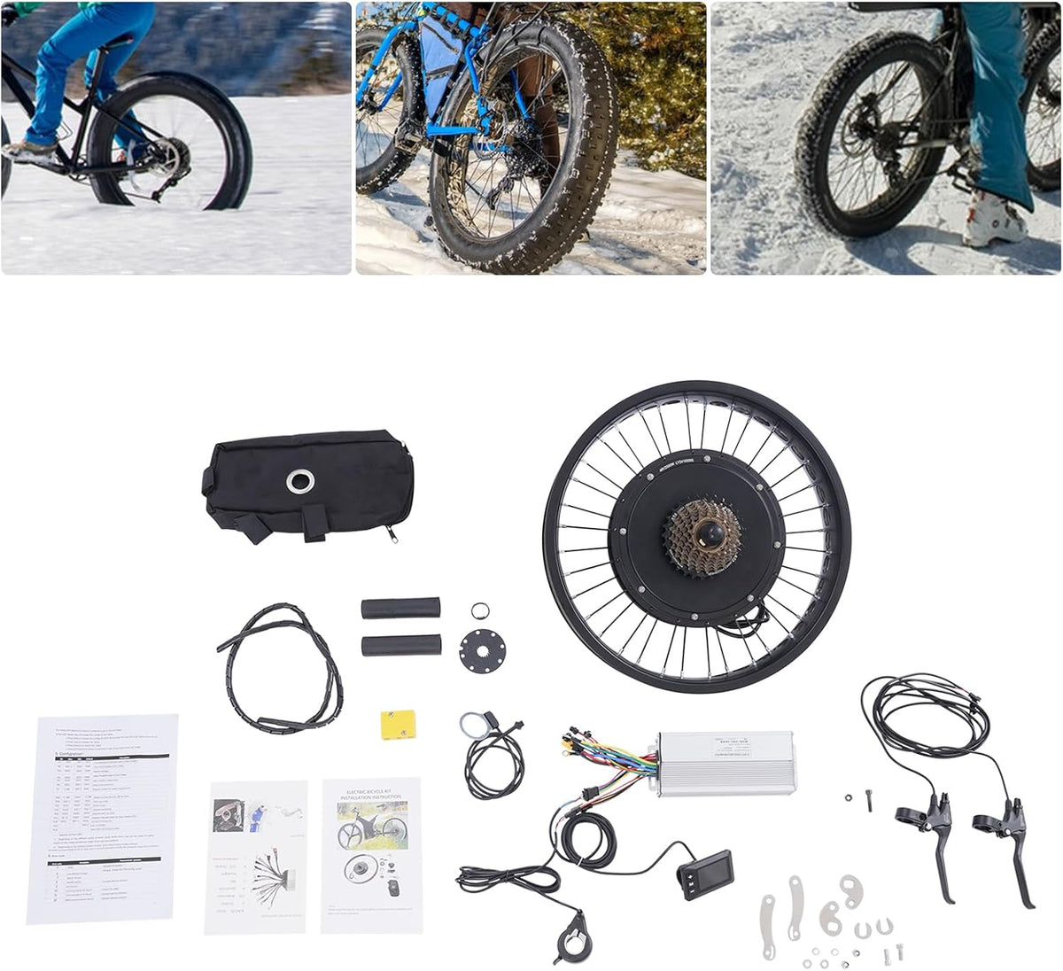 20-Inch Electric Bike Rear Hub Motor Kit, 48V 2000W Electric Bike Conversion Kit, Fat Tire Hub Motor Conversion Kit with LCD Display