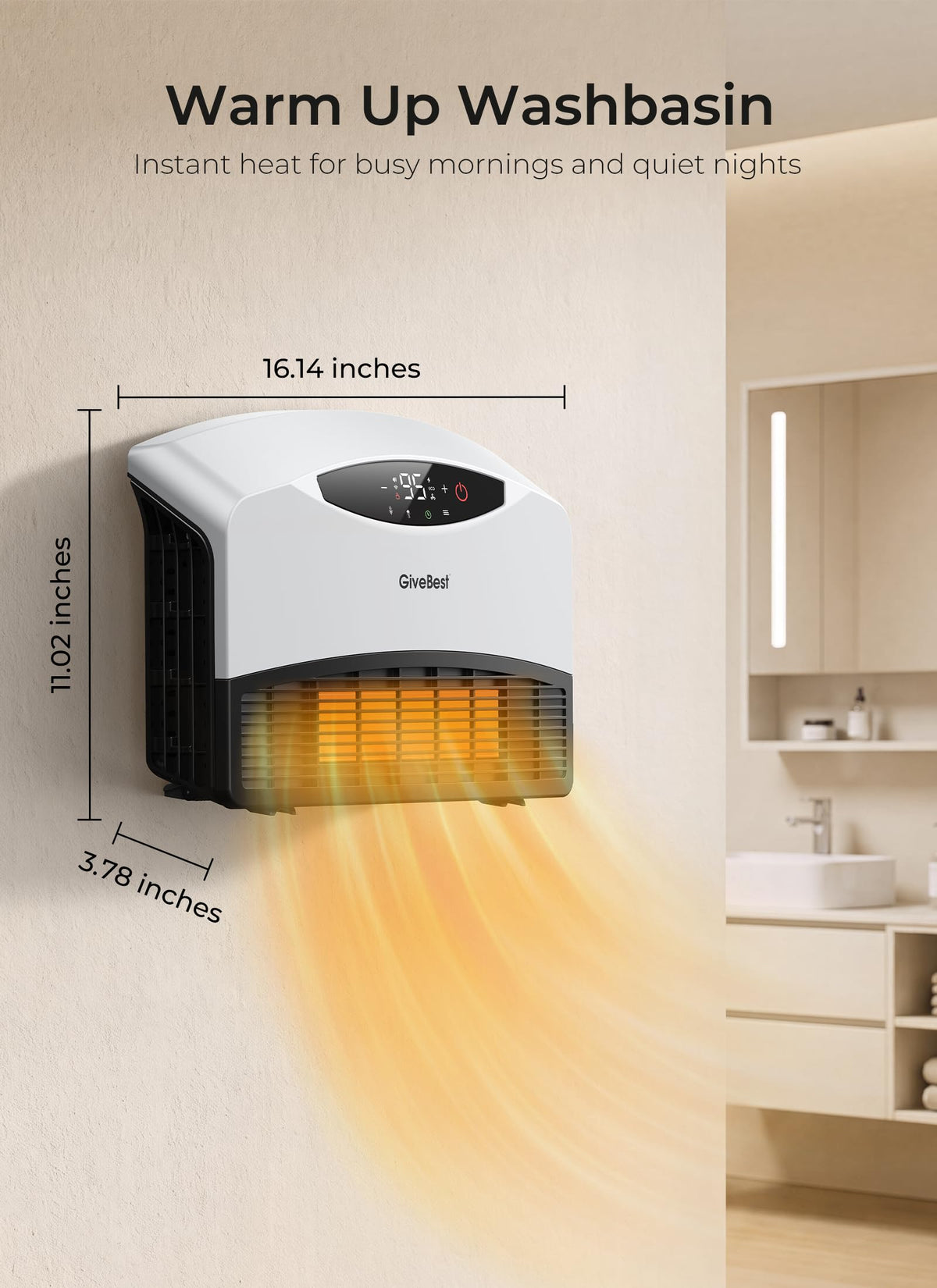GiveBest Smart Wall Heater, 1500W Space Heaters for Indoor Use, Large Room
