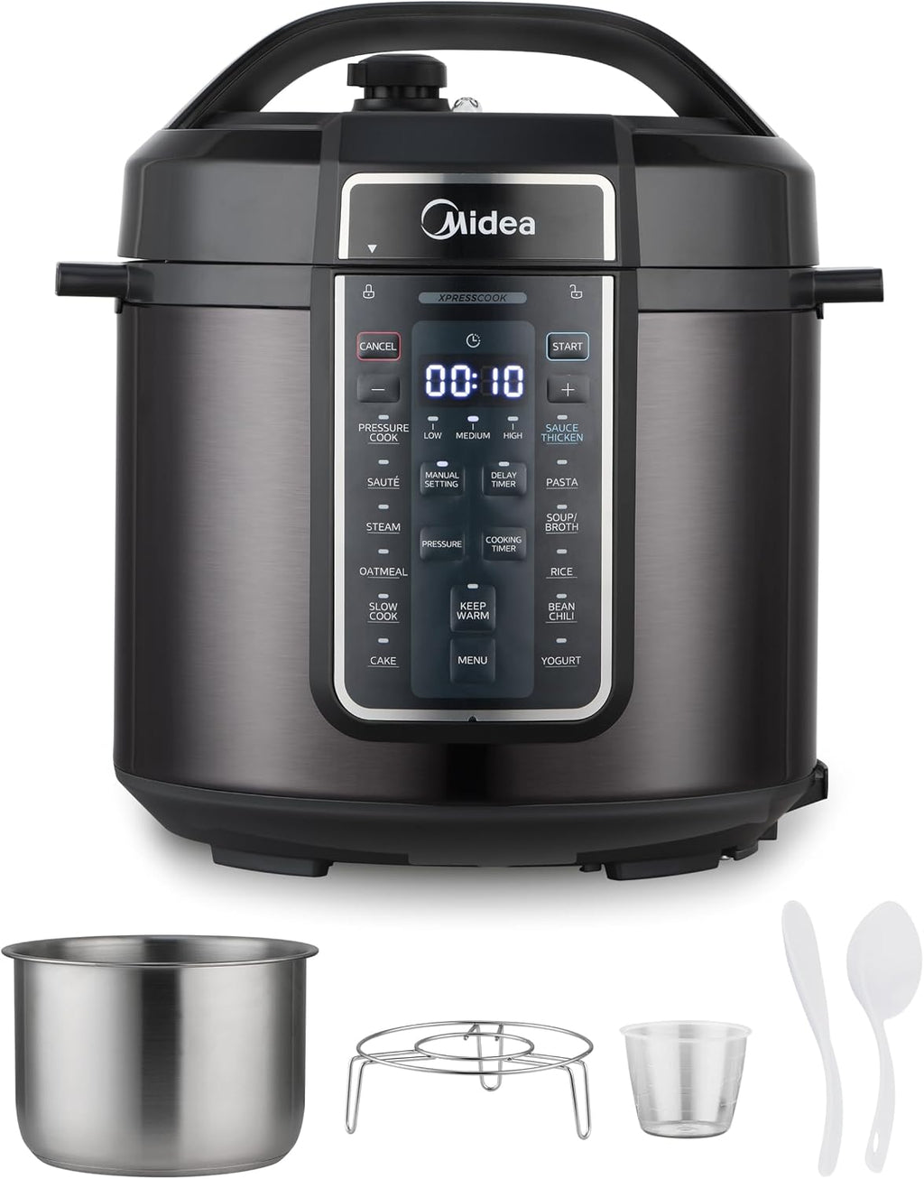 Midea 12-in-1 Electric Pressure Cooker, 6 Quarts, 12 Presets, Multi-Functional Programmable Slow Cooker, Rice Cooker, Steamer, Sauté Pan, Yogurt