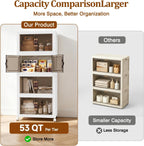 4Tier 212QT Stackable Storage Bins With Lids Closets, 4 Pack, White
