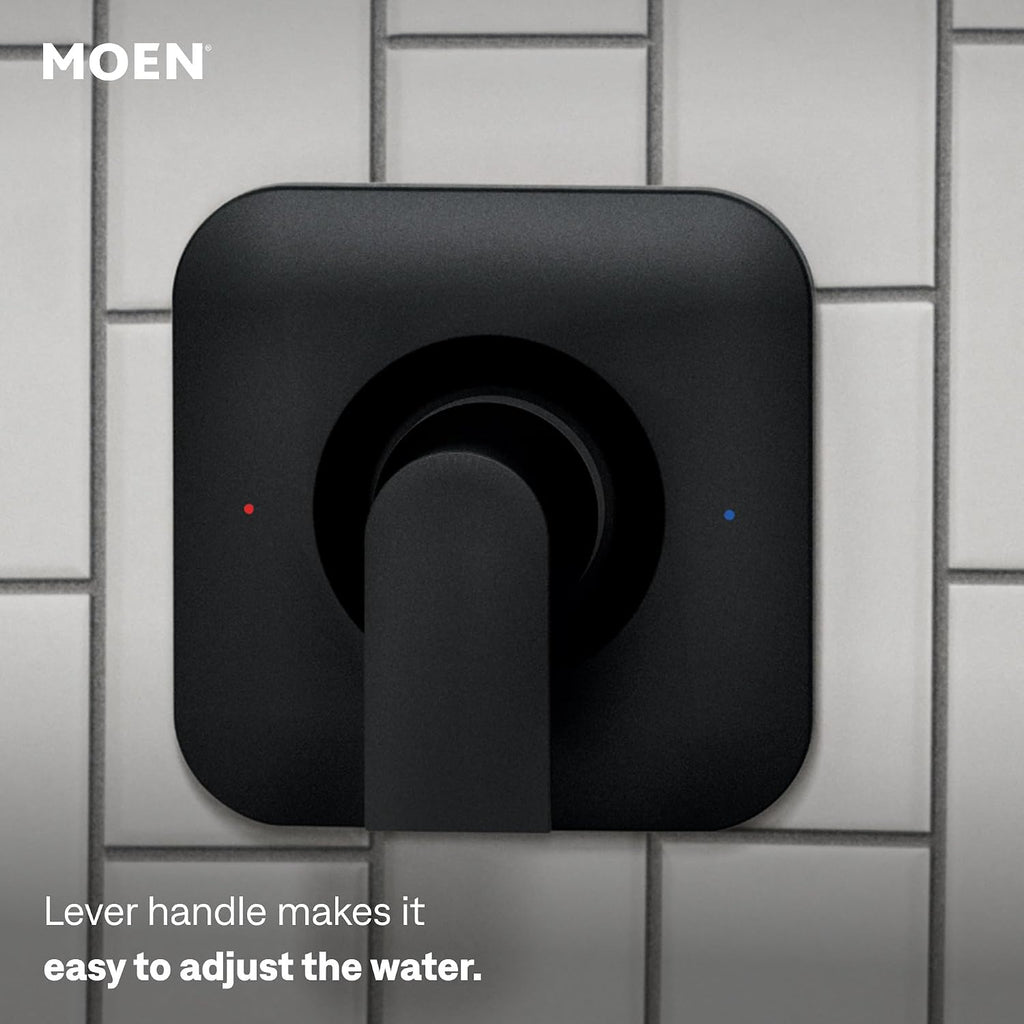 Moen Genta LX Matte Black Pressure Balancing Modern Shower Lever Handle, Posi-Temp Valve Required, T2471BL