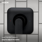 Moen Genta LX Matte Black Pressure Balancing Modern Shower Lever Handle, Posi-Temp Valve Required, T2471BL