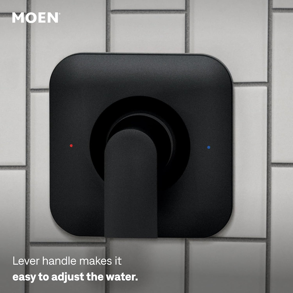 Moen Genta LX Matte Black Pressure Balancing Modern Shower Lever Handle, Posi-Temp Valve Required, T2471BL
