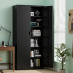 VINGLI Metal Garage Storage Cabinet with 2 Doors and 5 Adjustable Shelves, 71" Tall Steel Lockable File Cabinet, Locking Tool Cabinets for Home