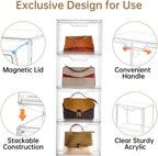 Stackable Acrylic Display Case,Clear Storage Bins with Lid for Collectibles