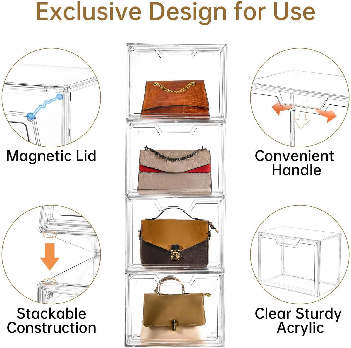 Stackable Acrylic Display Case,Clear Storage Bins with Lid for Collectibles