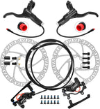 Z00M HB876E 2-PIN 4-Pistons E-Bike Electric Power-Off Hydraulic Brake Set, Pre-Bled with Mineral Oil Brakes Kit for eBike, Mountain Bike, Road Bike