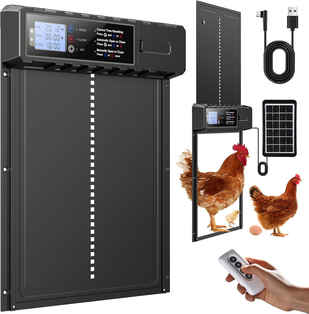 Automatic Chicken Coop Door Solar Powered XL Chicken Door 3 Modes